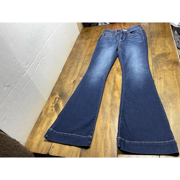 Judy Blue Trouser Flare Blue Jean High Rise Size 5/27 JB82395-SF DK - Picture 1 of 9